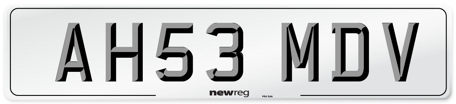 AH53 MDV Number Plate from New Reg